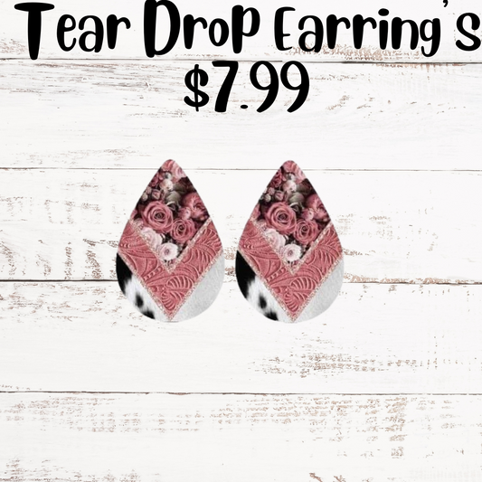 Flowers tear drop earrings