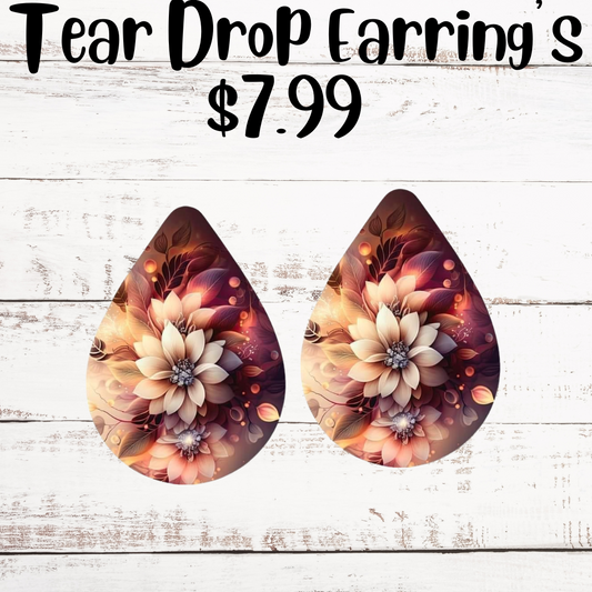 Flowers Tear drop earrings